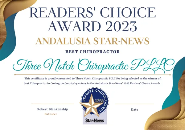 Chiropractor Andalusia AL Readers' Choice Award 2023